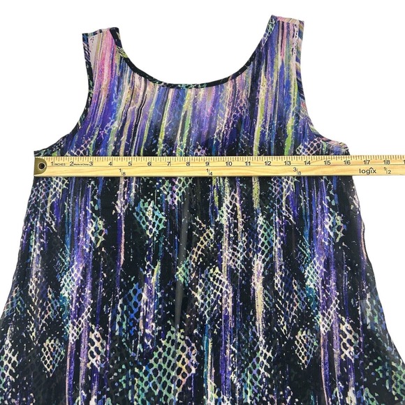 Aqua Womens Sz Xs Open Back Sheer Colorful Tank Top Purple Green Blue Vibrant - Picture 6 of 8